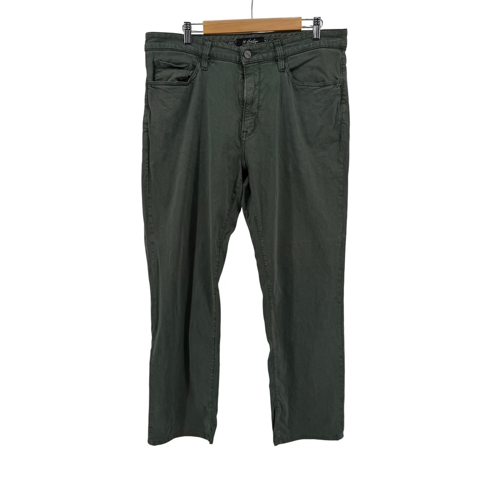 34 Heritage Mens 36x28 Charisma Comfort Straight Leg Pants Olive Green Chino - Picture 2 of 12